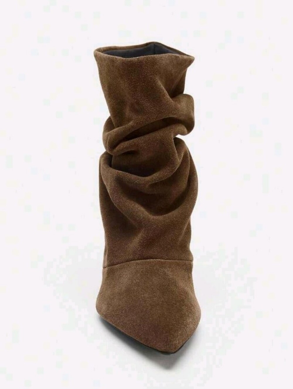 Women's 2026 Autumn/Winter New Brown Pointed Toe Ruched Ankle Boots
